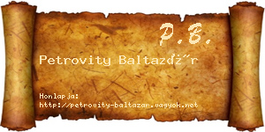 Petrovity Baltazár névjegykártya